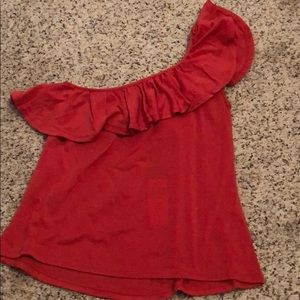 BCBG one shoulder ruffle top